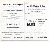 Bank of Burlington, E.C. Sholes and Son, Kanies Bros., The Battery Service Station, Kane County 1928c